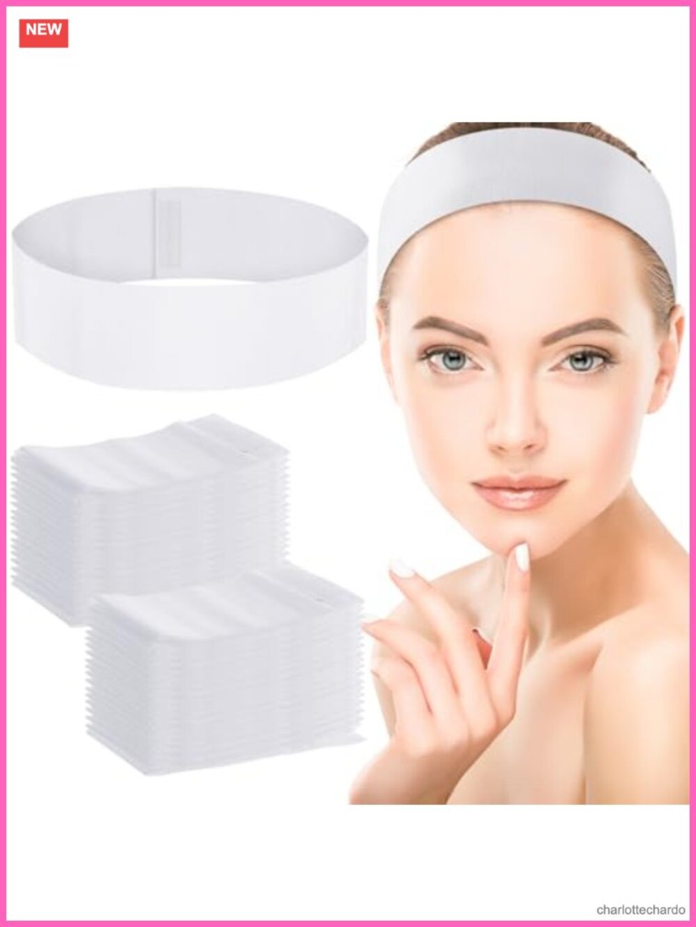 200 Pack Disposable Elastic Non-Woven Spa Headbands Stretch Hair Ties